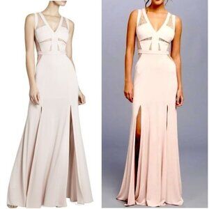 NWT BCBGMAXAZRIA Cristy Sleeveless Lace Dress Gown Bare Pink Size 4